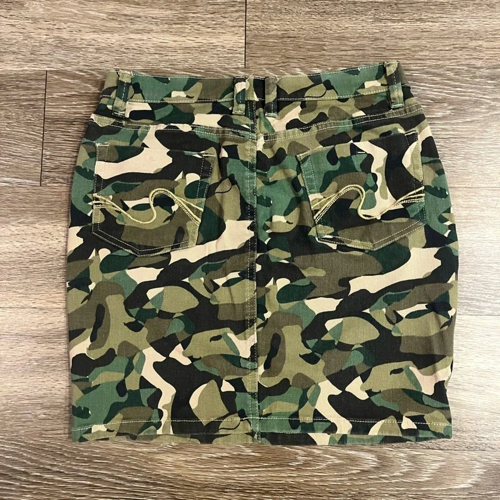 Venus | Camo Denim Mini Skirt - Stretch - Size 10